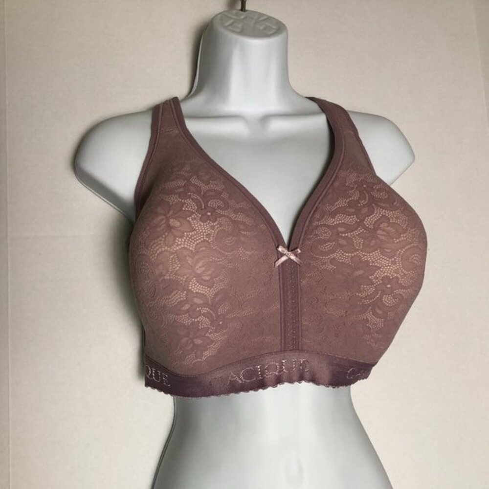 Lane Bryant Cacique Purple lace cotton lightly lined No-Wire bra Size 42DD